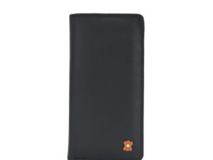 Black Leather Long Bifold Wallet