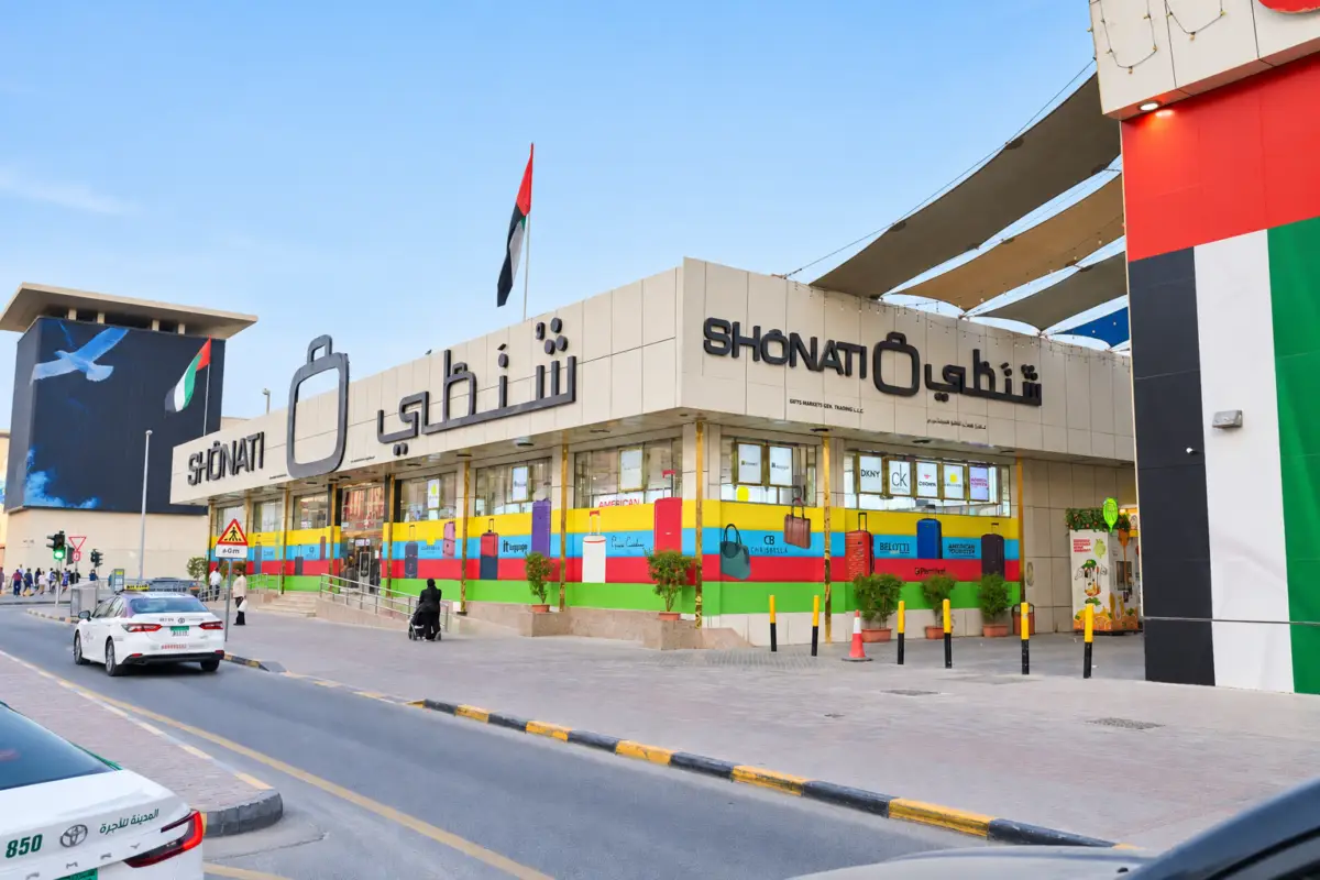 SHONATI storefront in Sharjah with bilingual signage and colourful display windows