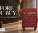 Suitcase buying checklist cover with a wine DKNY Cameo suitcase and the heading “Before you buy”.