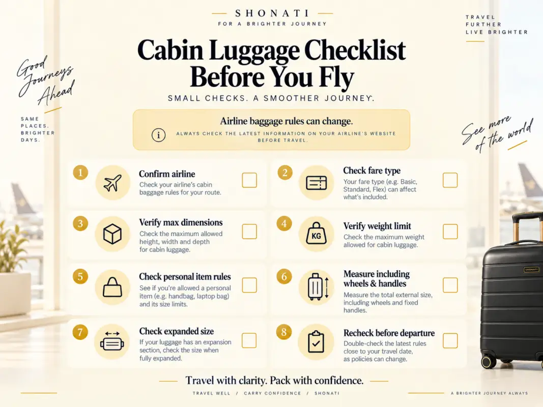 Cabin luggage checklist before you fly