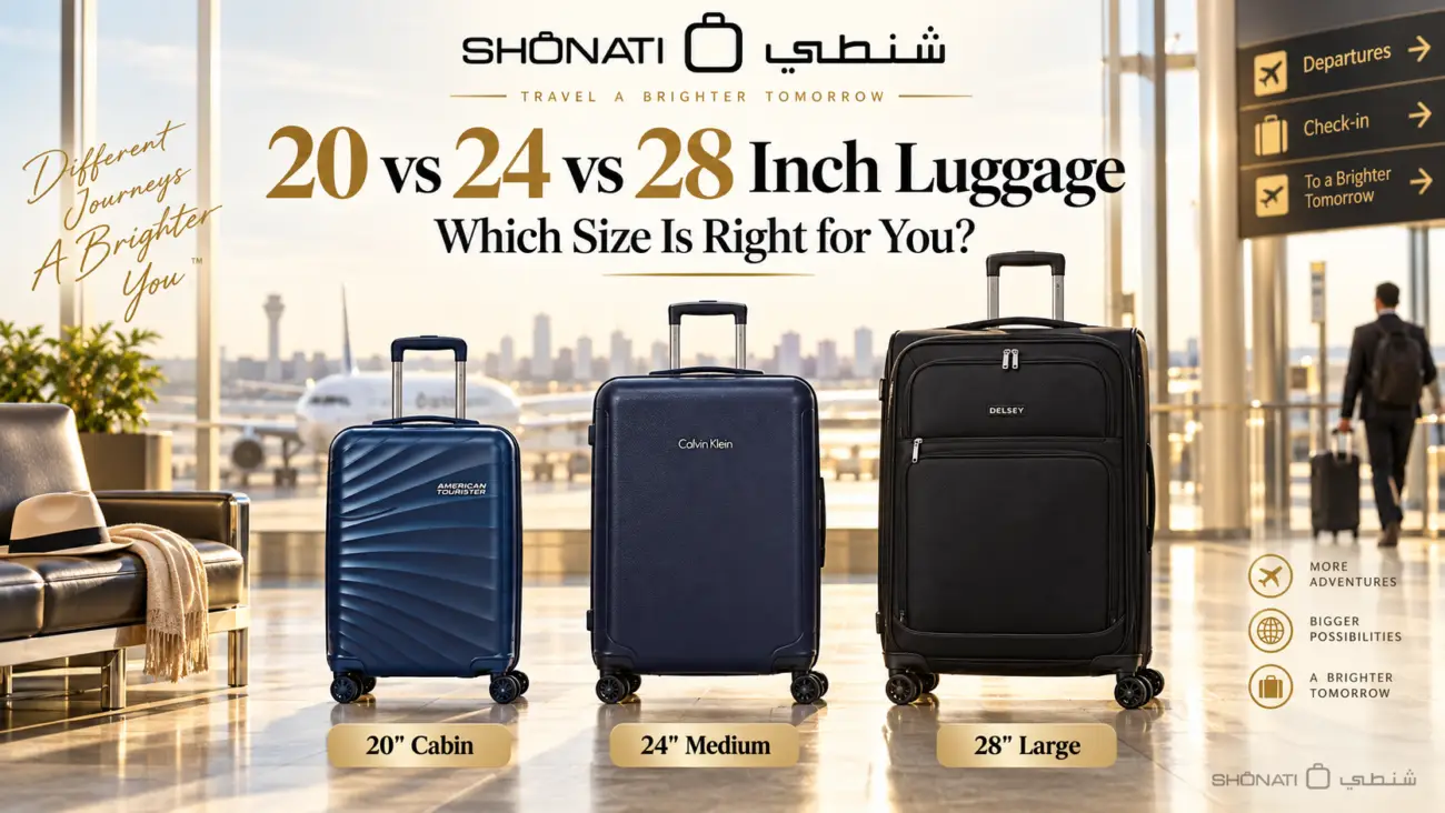 20 vs 24 vs 28 inch luggage size comparison at SHONATI