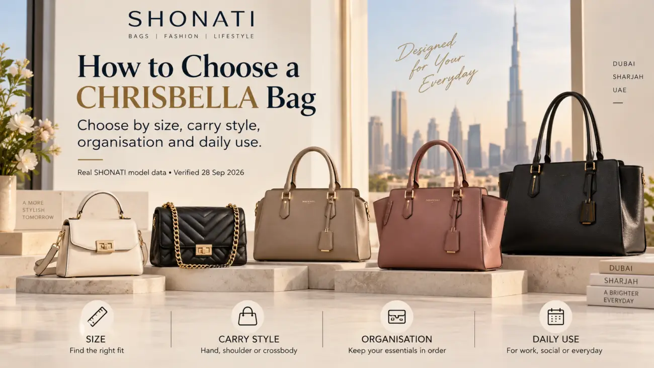 CHRISBELLA handbags in different sizes and carrying styles at SHONATI