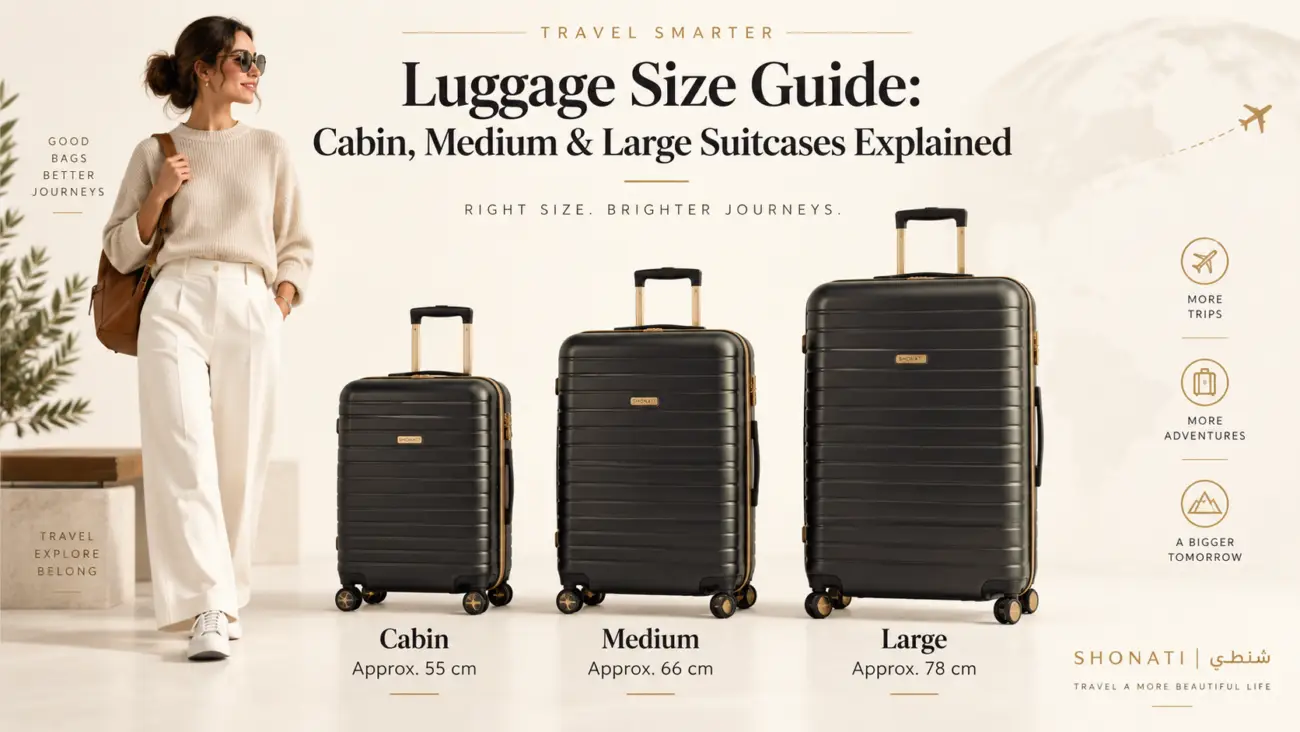 Cabin medium and large luggage size comparison at SHONATI