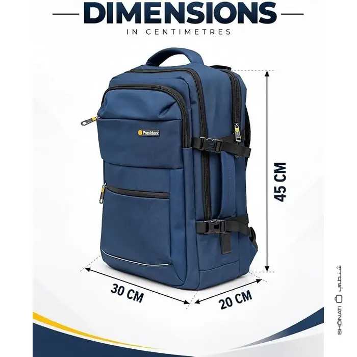 PRESIDENT BPP24939 dimension graphic showing 30 × 20 × 45 cm exterior size