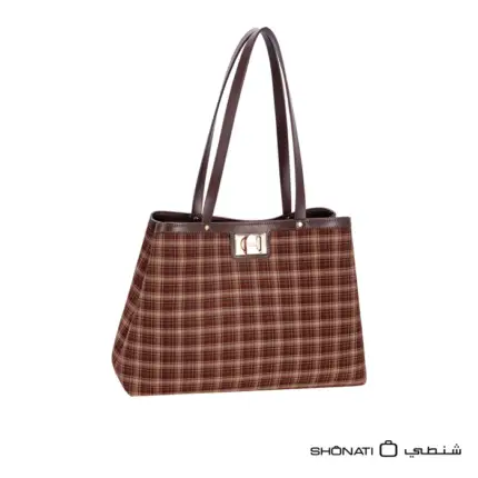 David Jones CM8772 Plaid Textile Shoulder Tote | SHONATI