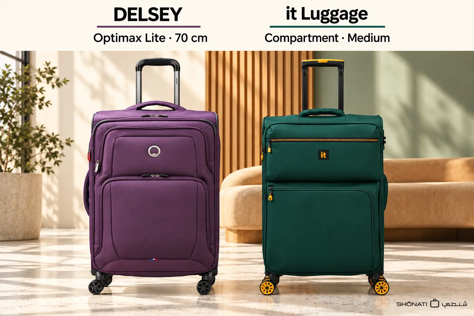 Purple DELSEY Optimax Lite 70 cm and green it Luggage Compartment Medium with brand and model labels